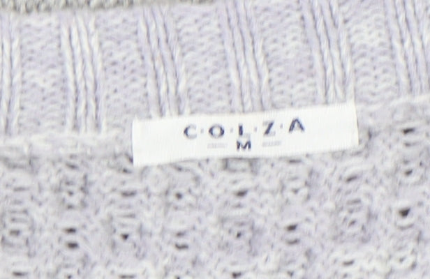 COLZA Women’s Grey Cable Knit Crew Neck Jumper Size M
