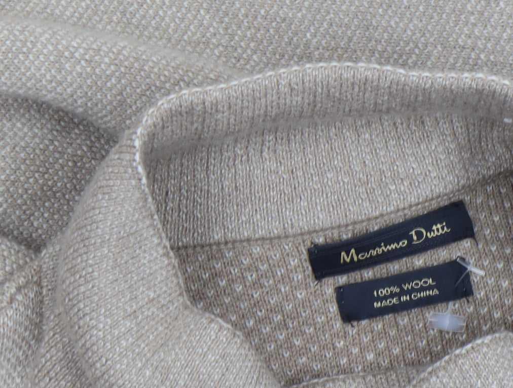 Massimo Dutti Women Beige Wool Cape Jumper XS High Neck