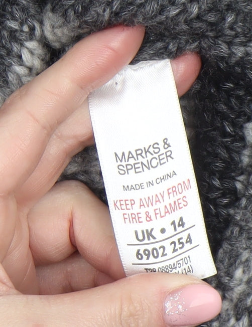 Marks & Spencer Womens Grey Striped Chunky Knit Cardigan UK 14