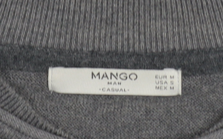 Mango Man Grey Cotton Crew Neck Jumper Mens M Regular Fit Casual