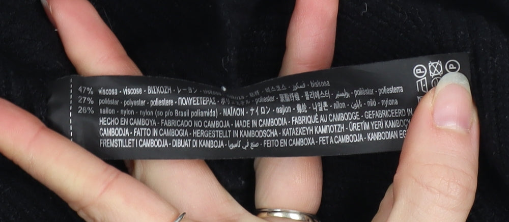 Zara Women Black Crew Neck Knit Pullover Jumper Size 12