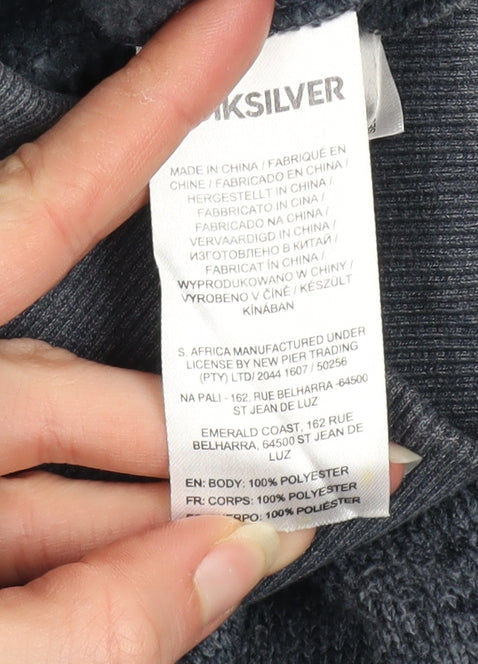 Quiksilver Boys Grey Full Zip Fleece Hoodie Size 12 Years