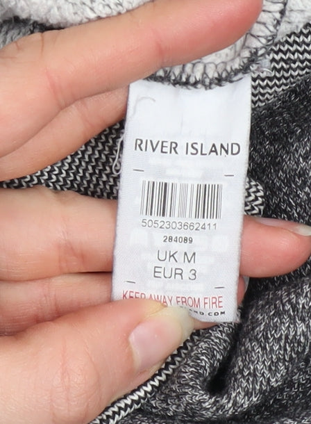 River Island Men’s Grey Full Zip Hoodie Size M Knit Casual