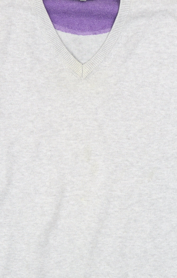 Peter Gribby Men's Grey 2XL V-Neck Cotton Jumper