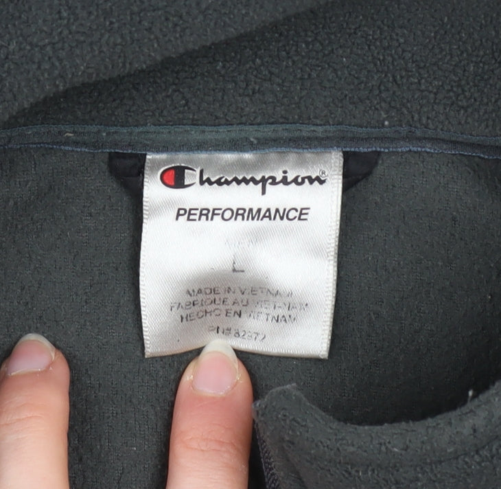 Champion Men's Grey Fleece Full Zip Jacket L Lightweight Wind Resistant