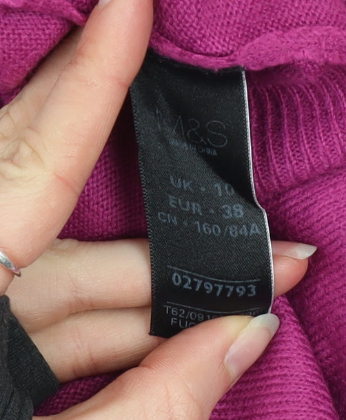 Marks and Spencer Women's Pink Sequin Round Neck Jumper Size 10