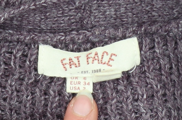 FatFace Women's Purple Open Knit Long Sleeve Cardigan UK 6