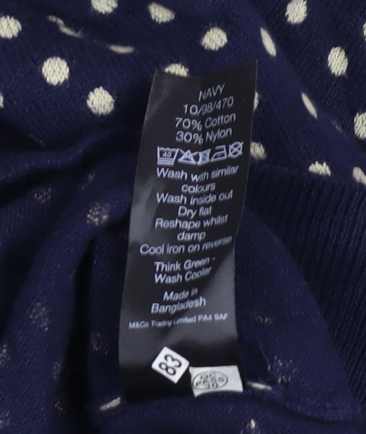 M&Co Women’s Blue Polka Dot Cotton Knit Jumper UK12