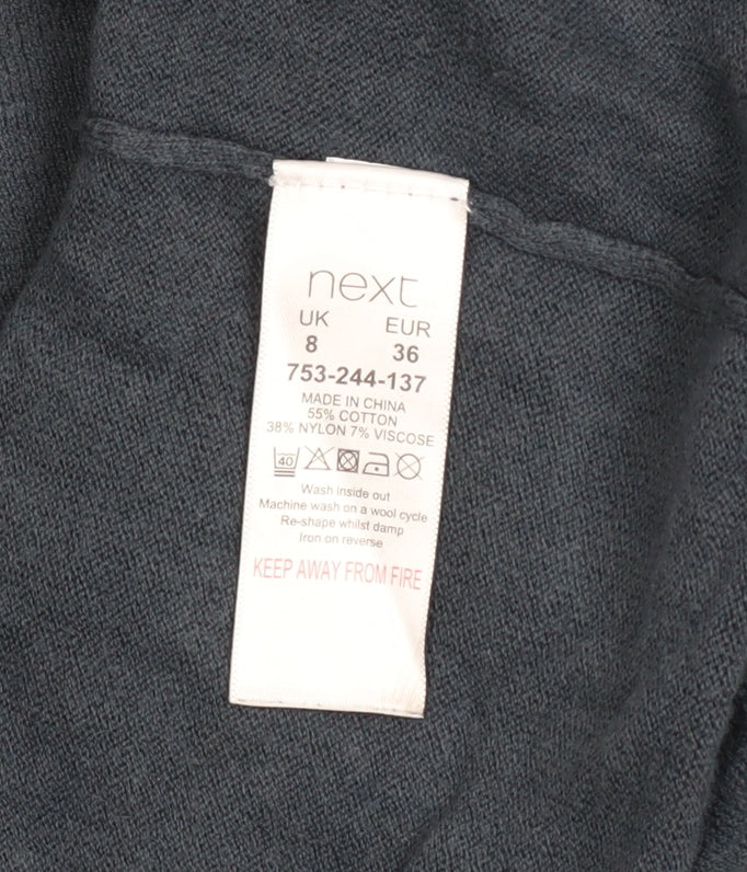 Next Women Grey Long Sleeve Ruched Bodycon Knit Dress Size 8