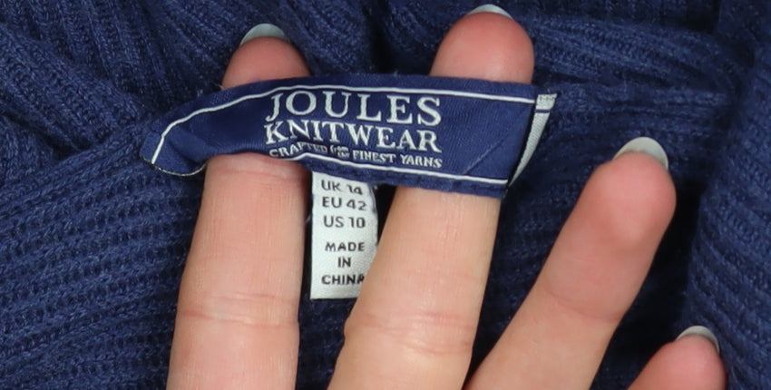 Joules Women’s Blue Roll Neck Knit Jumper Size 14 3/4 Sleeve