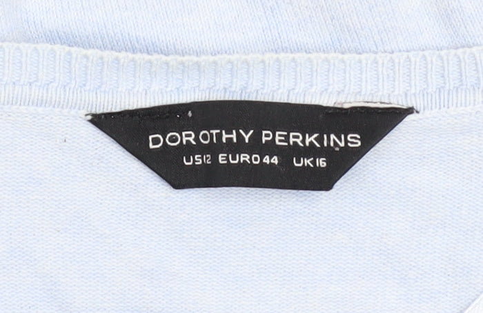 Dorothy Perkins Women's Blue Cotton Cardigan UK16 3/4 Sleeve