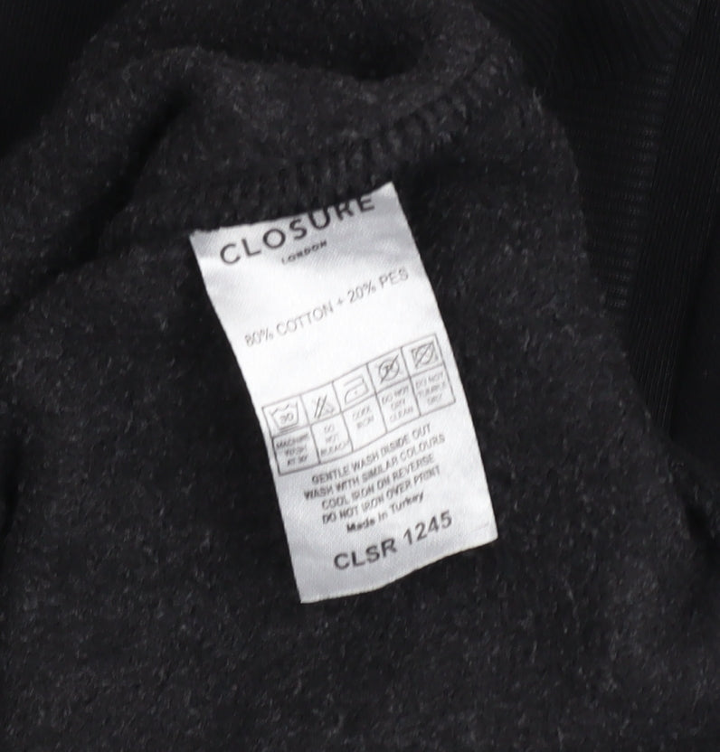 Closure London Men's Black Pullover Hoodie M Regular Fit Graphic Print