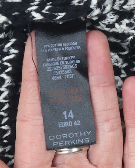Dorothy Perkins Women’s Black Fair Isle Knit Cardigan Size 14