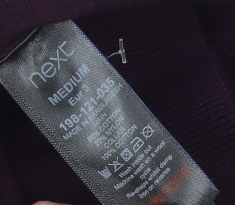 Next Men's Purple Long Sleeve Cotton Blend Polo - Medium