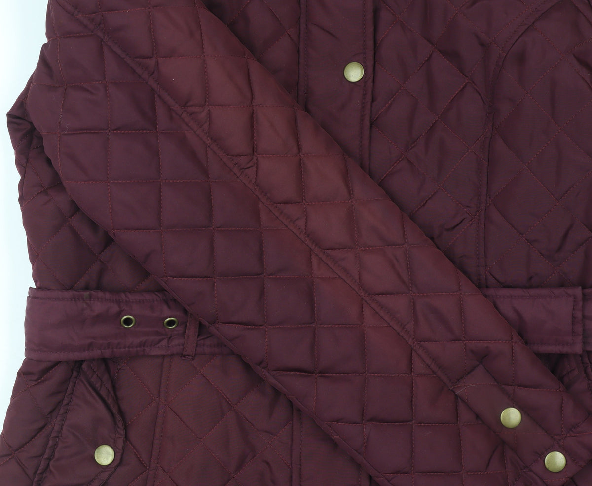Crosshatch Womens Red Quilted Belted Jacket Size 12