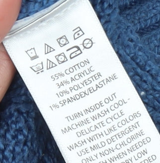 Joie Womens Blue Cable-Knit Roll Neck Jumper Size L