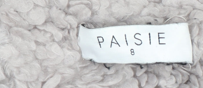Paisie Womens Beige Mid-Length Fleece Wool Blend Coat Size 8