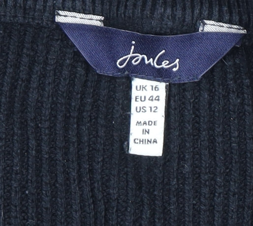 Joules Womens Black Striped Cotton 1/2 Zip Jumper UK 16