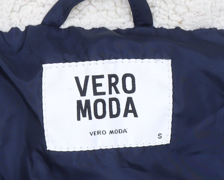 Vero Moda Womens Blue Hooded Long Parka Coat Size S