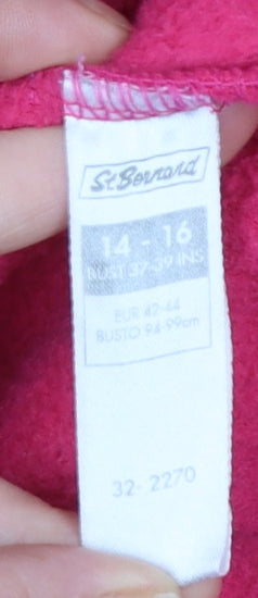 St Bernard Womens Pink Fleece 1/4 Zip Pullover Sweatshirt Size 14-16