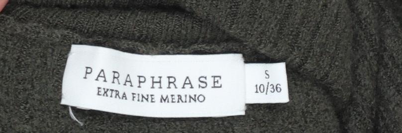 Paraphrase Women Green Wool Sleeveless Roll Neck Bodycon Dress Size 10