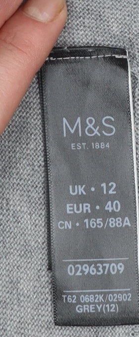 Marks & Spencer Womens Grey Long Sleeve Open Cardigan Size 12