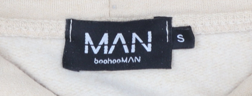 boohooMAN Men's Beige Tiger Graphic Pullover Hoodie Size S