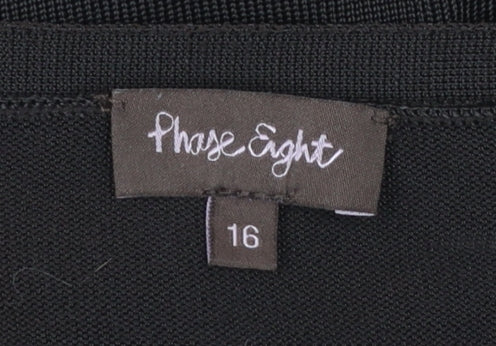 Phase Eight Women's Black V-Neck Tie Front Cardigan Size 16