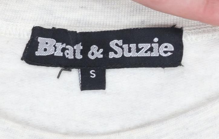 Brat & Suzie Women's Beige Fox Print Pullover Sweatshirt Size S