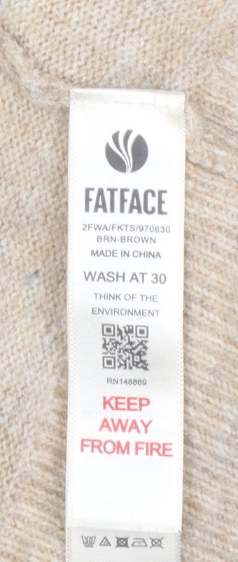 Fat Face Women’s Beige Fair Isle High Neck Jumper Size 8