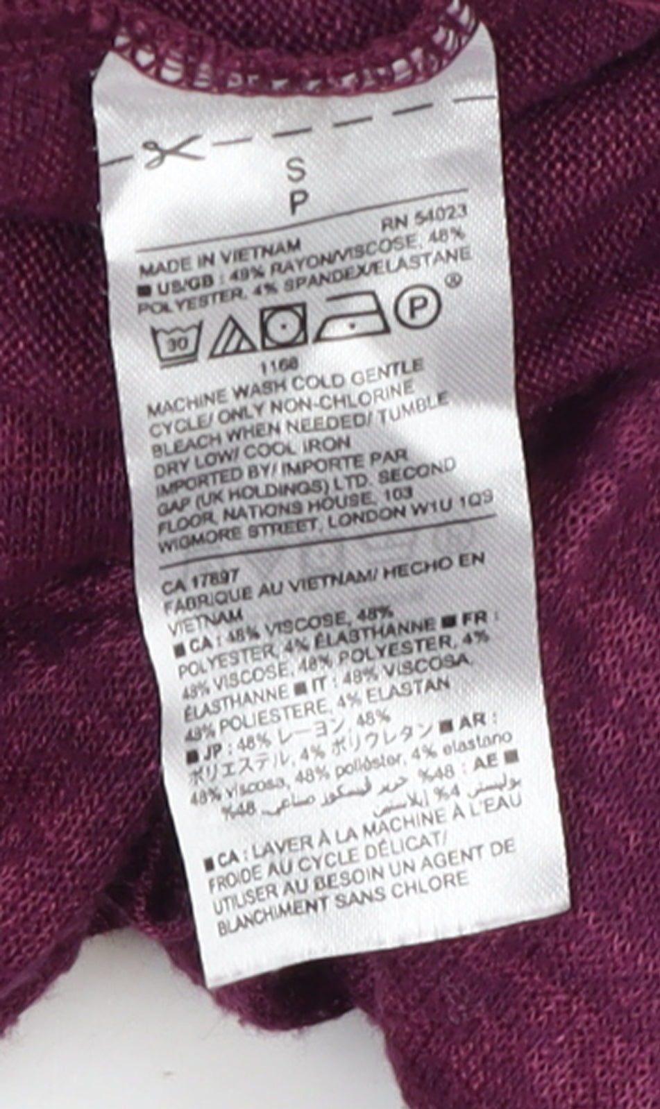 Gap Women's Purple Wrap V-Neck Long Sleeve Jersey Top Size S