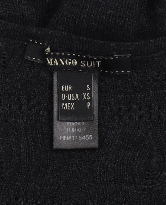 Mango Women Black Knit A-Line Sleeveless Knee Length Dress Size 8