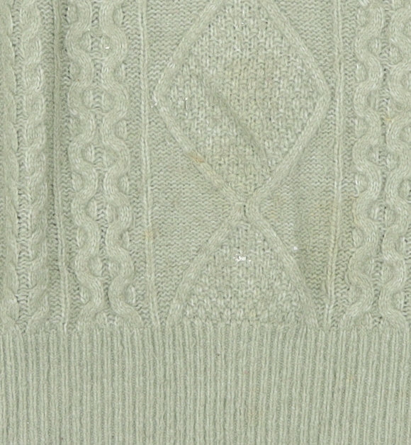 FatFace Women’s Green Cable-Knit 1/4 Zip Jumper Size 12