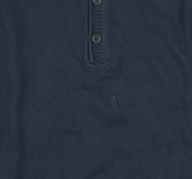 Marks & Spencer North Coast Men’s Blue Cotton Collared Henley Jumper L