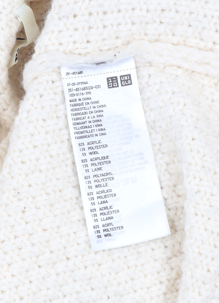 Uniqlo Women Ivory Cable Knit Crew Neck Jumper Size L