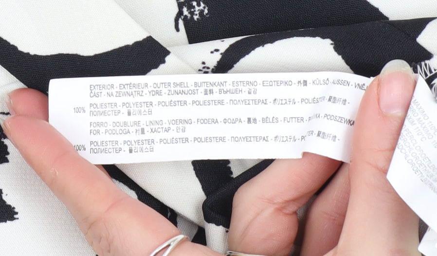 Zara Women Black White A-Line Knee Length Printed Skirt Size S