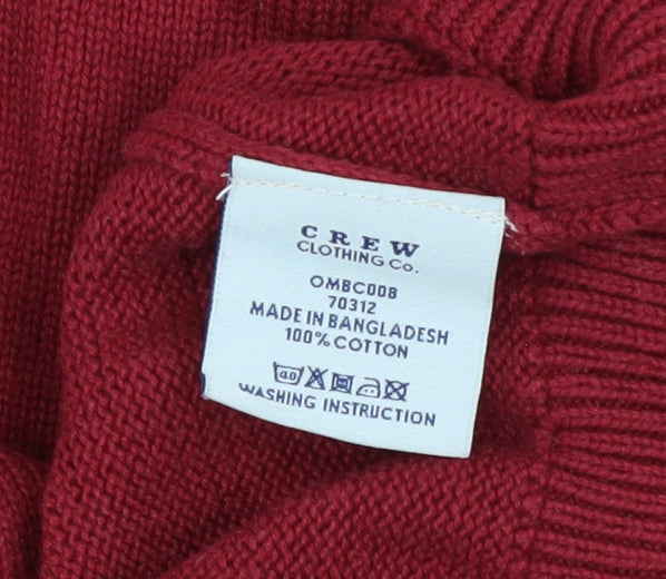 Crew Clothing Men's Red Cotton Crew Neck Jumper Size M