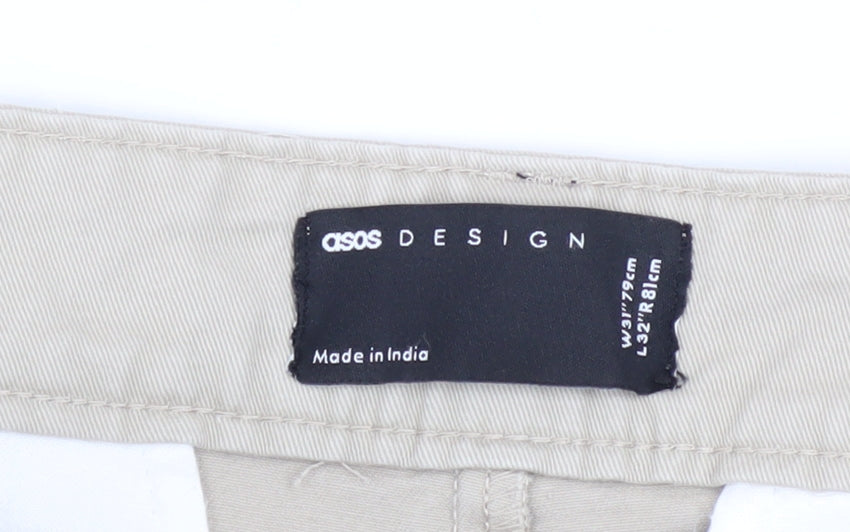 ASOS DESIGN Men's Beige Cargo Slim Fit Trousers W31 L32