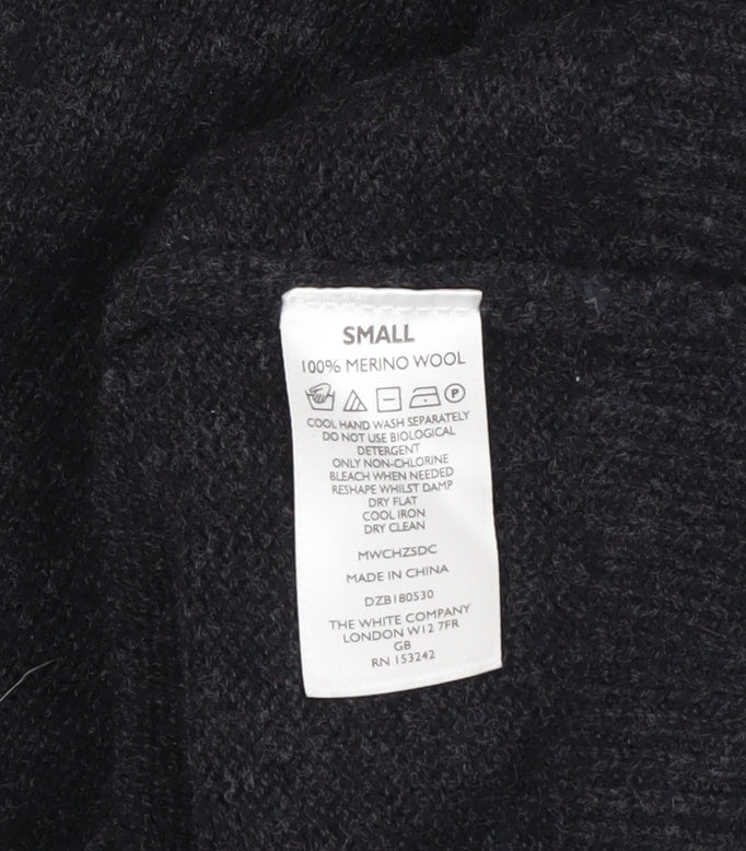 The White Company Men's Black Wool 1/2 Zip Jumper Size S