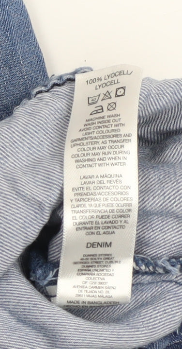 Dunnes Stores Women Blue Cargo Trousers Small Lyocell Jogger Style