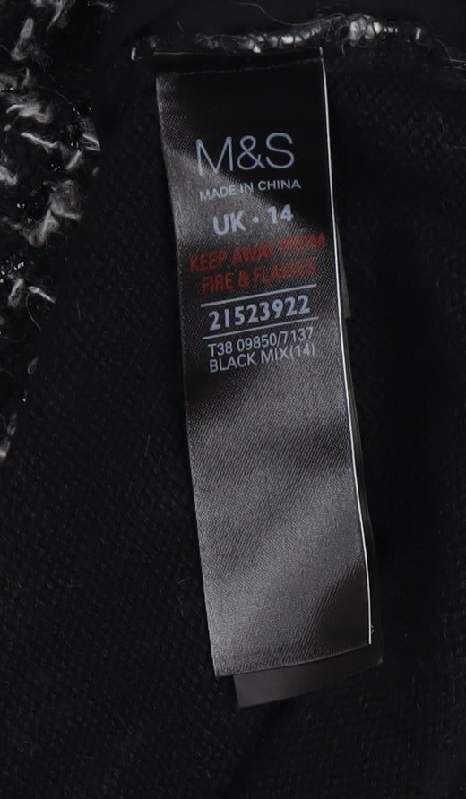 Marks & Spencer Women Black Roll Neck Checked Pullover Jumper Size 14