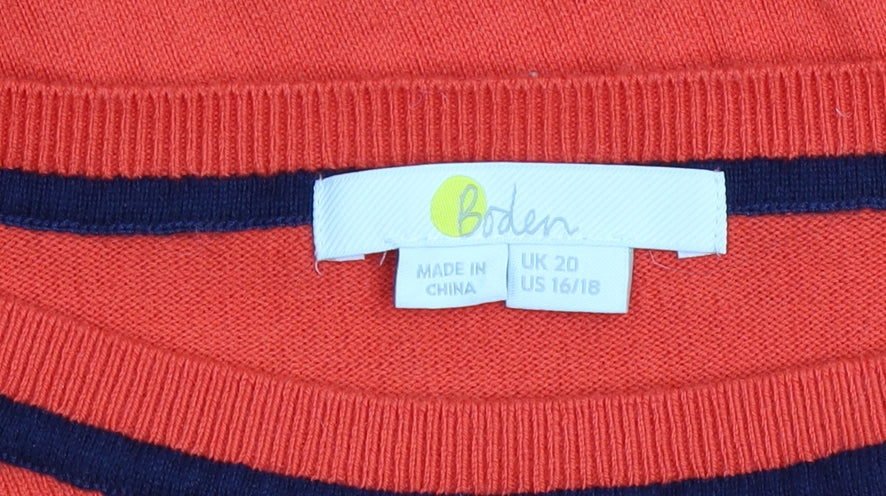 Boden Women Red Jumper Dress Size 20 Knit Cotton Wool Long Sleeve