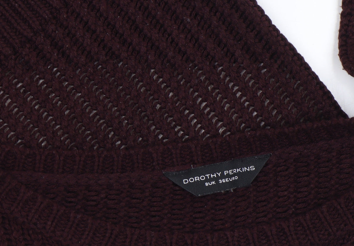 Dorothy Perkins Womens Brown Heart Knit Jumper Size 8