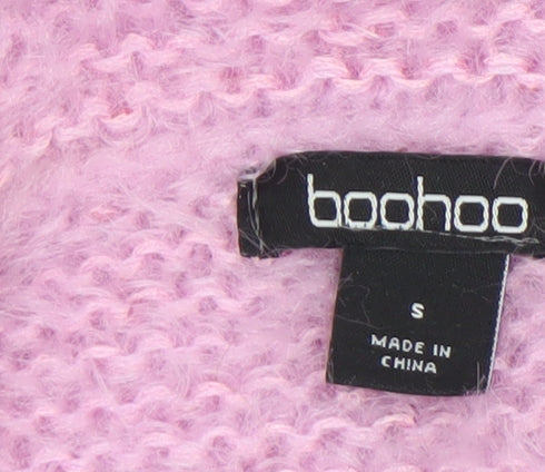 Boohoo Women's Pink Sequin Roll Neck Chunky Knit Jumper Size S