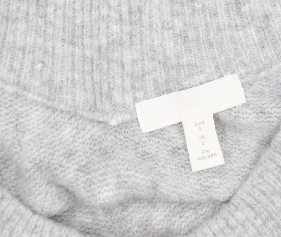 H&M Women’s Grey V-Neck Knit Jumper Size S
