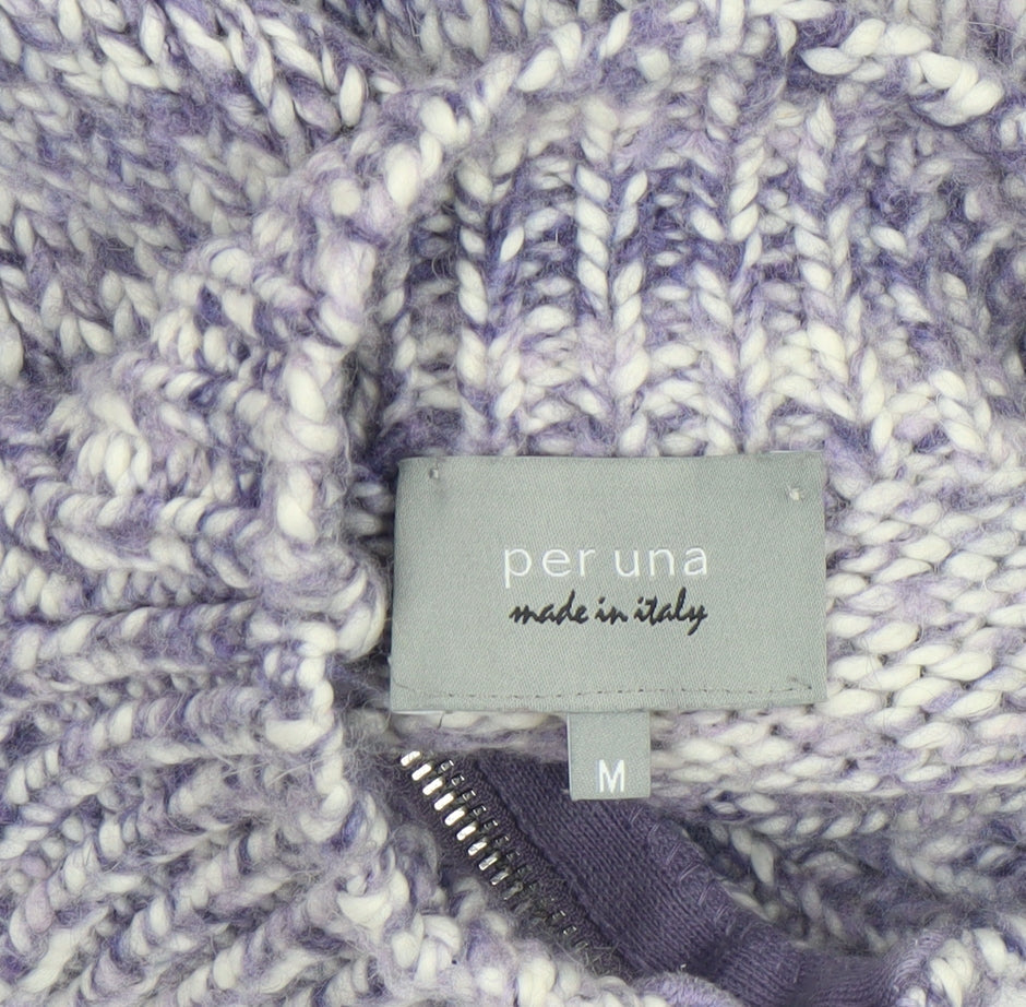 Marks & Spencer Per Una Women Purple Knit Full Zip Jumper M