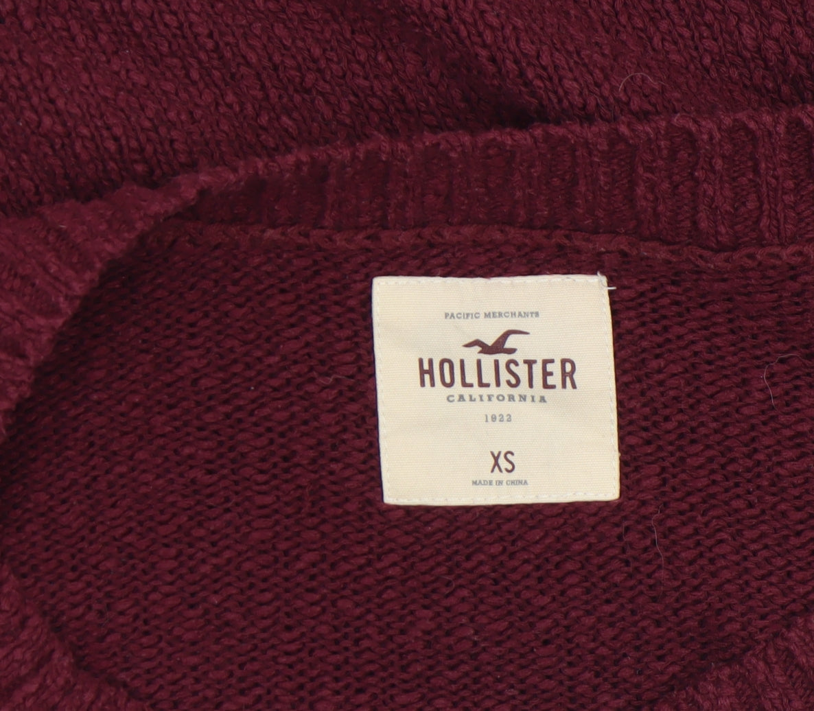 Hollister Women's Red Striped Crew Neck Knit Jumper XS
