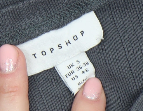Topshop Women’s Grey Cropped Button-Up Cardigan Size S Long Sleeve