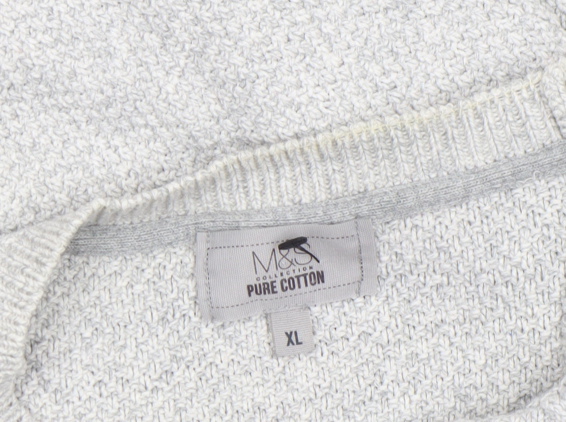 Marks & Spencer Men's Grey XL Cotton Crew Neck Jumper