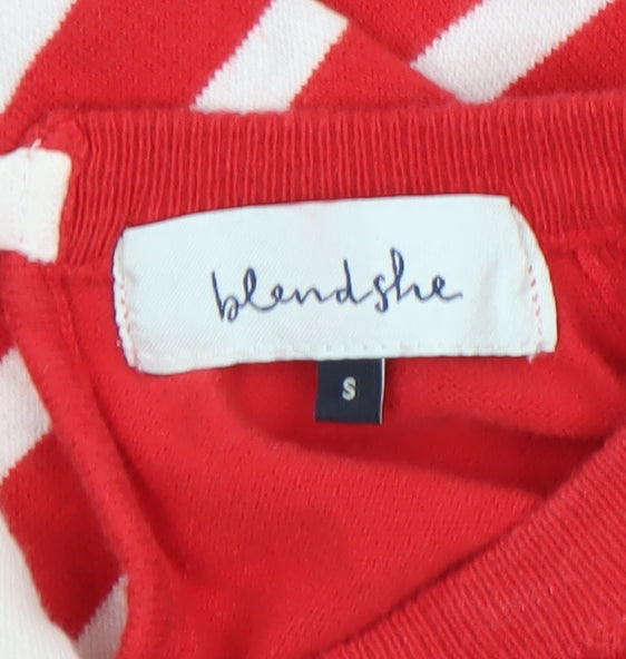 Blendshe Women's Red Striped Cotton Knit Pullover Jumper Size S